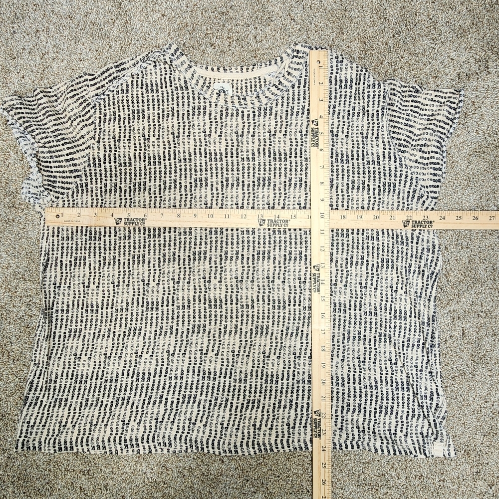 We The Free Cream and Black Oversized Flax Linen & Cotton Short Sleeve Knit Top - Picture 16 of 16